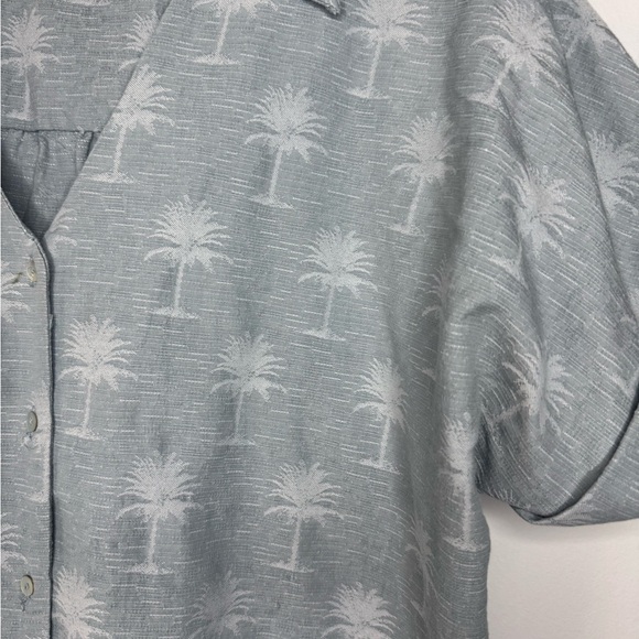 ZARA Blue Palm Tree Button-Up Shirt | Size M - Picture 4 of 14